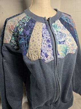 Vtg Crew Neck Patchwork Sweatshirt L Hanes Activewear USA Butterfly 90's Boho